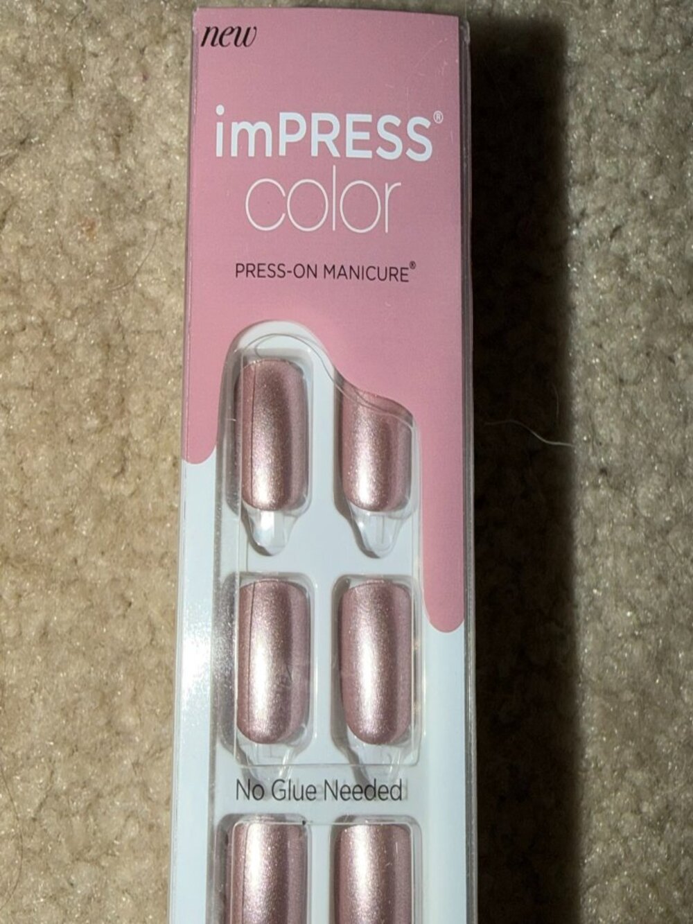 NWT Kiss imPRESS Color Press-On Manicure Champagne Pink Short Nails